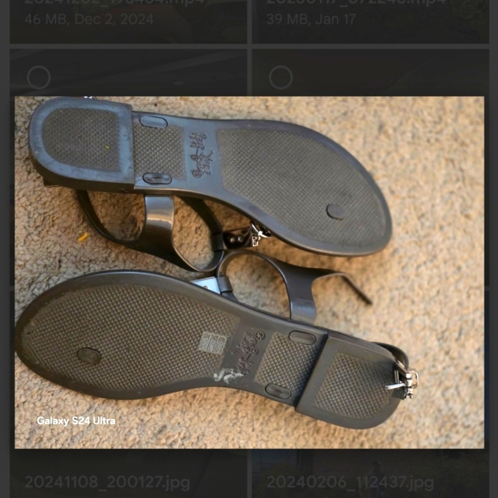 COACH jelly T-strap sandals